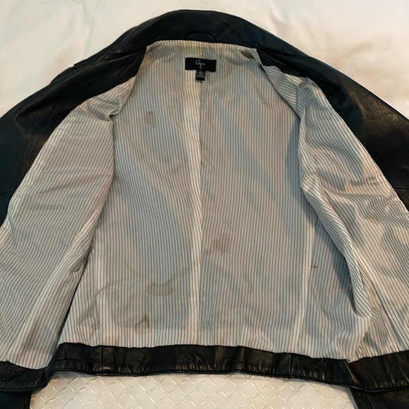 Aqua by Bloomingdale’s Black Leather Moto Jacket - Picture 6 of 12